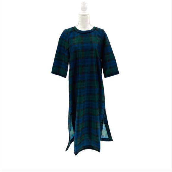 Tuckernuck | NEW Jamie Velvet Trimmed Plaid Blackwatch Midi Dress Size XXL - Picture 2 of 3